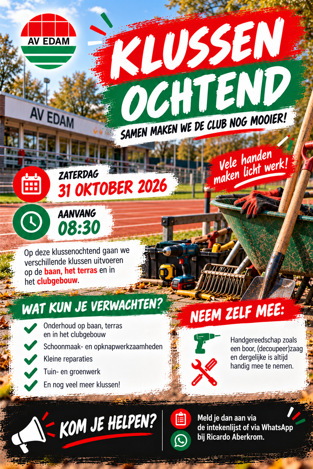 Zaterdag 31 oktober klussenochtend 